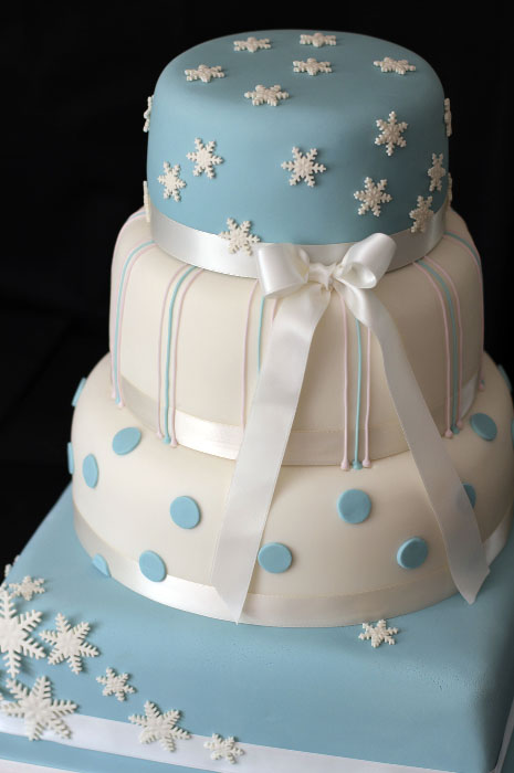 Winter Wedding Cake with Snow Flakes