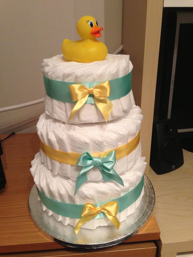 Yellow and Green Diaper Cake