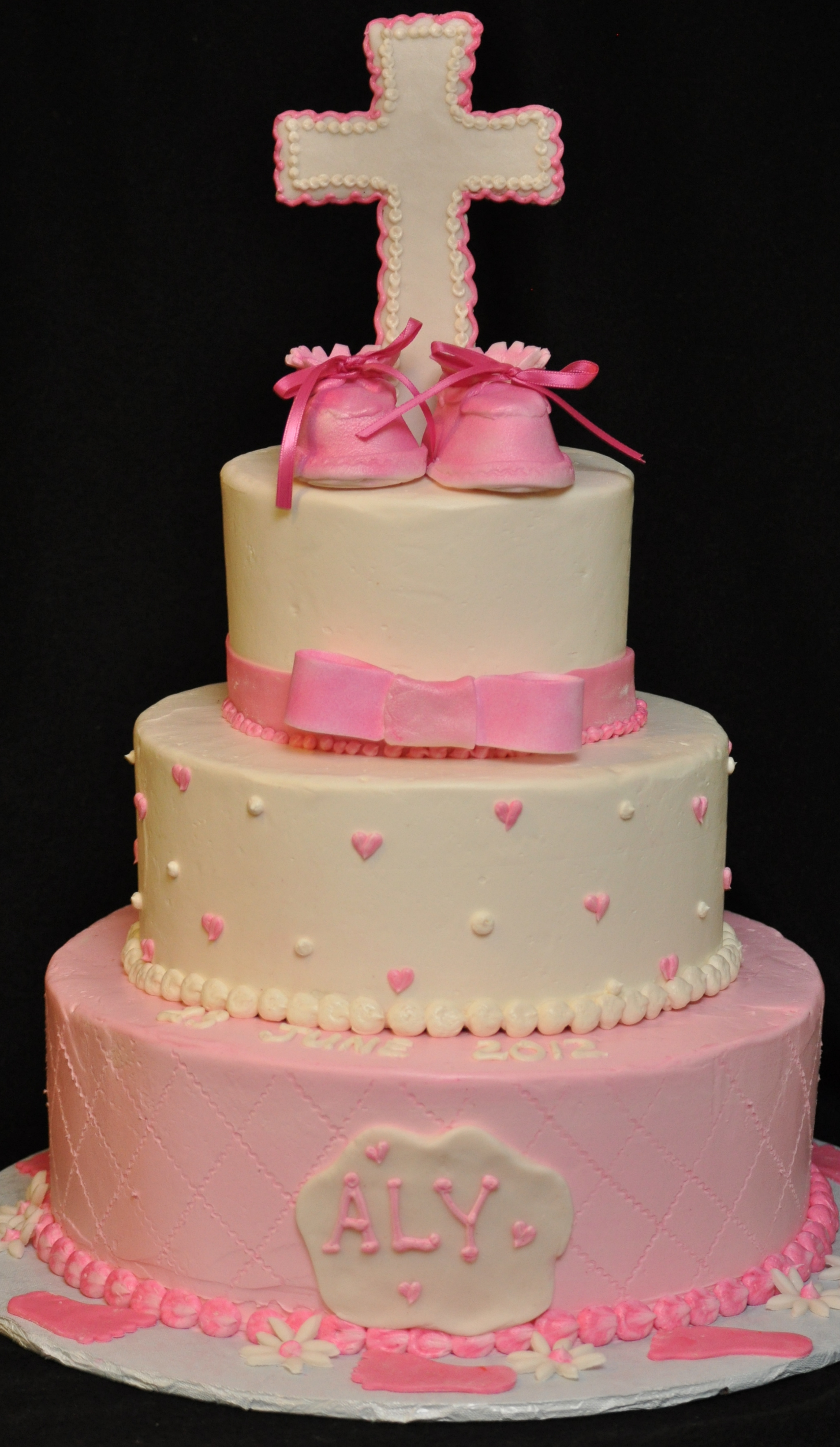 3 Tier Baptism Cake for Girls