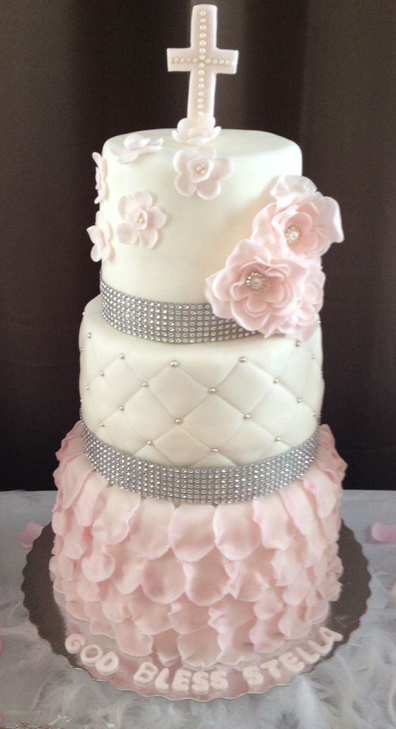 3 Tier Baptism Cake for Girls