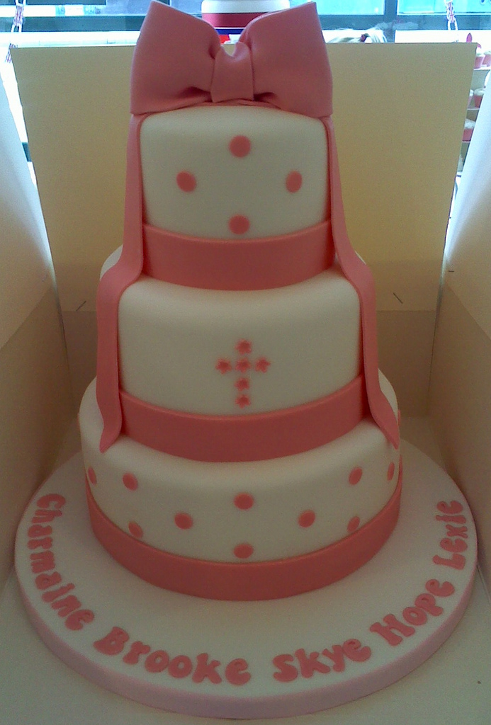 3 Tier Christening Cake