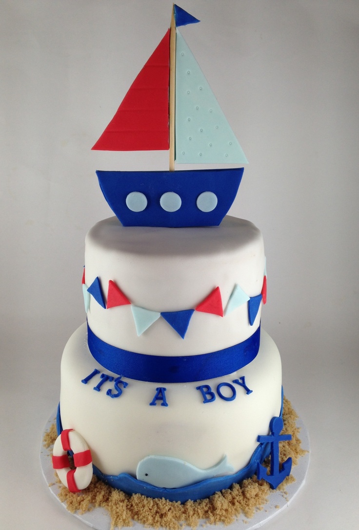 Anchor Nautical Baby Shower Cake