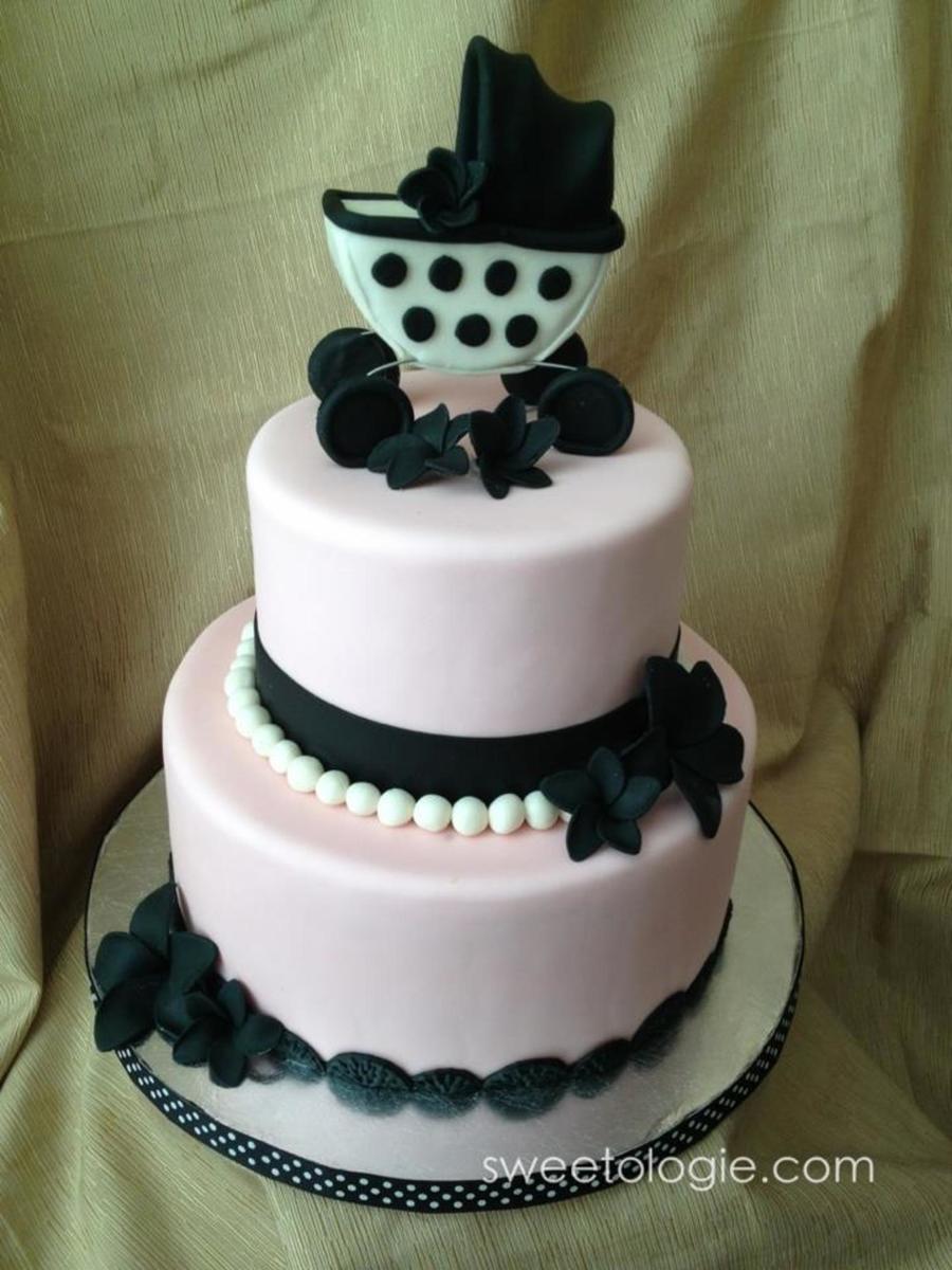 Baby Shower Cake Pink Black and White