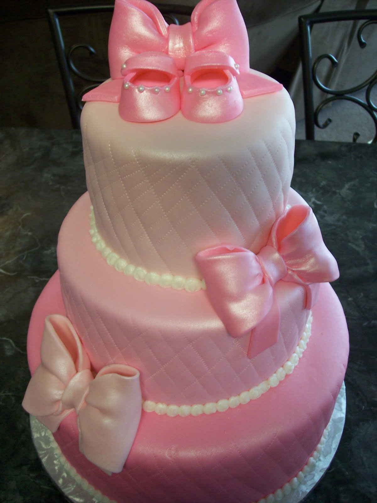 Baby Shower Cake Pink Bows for Girls