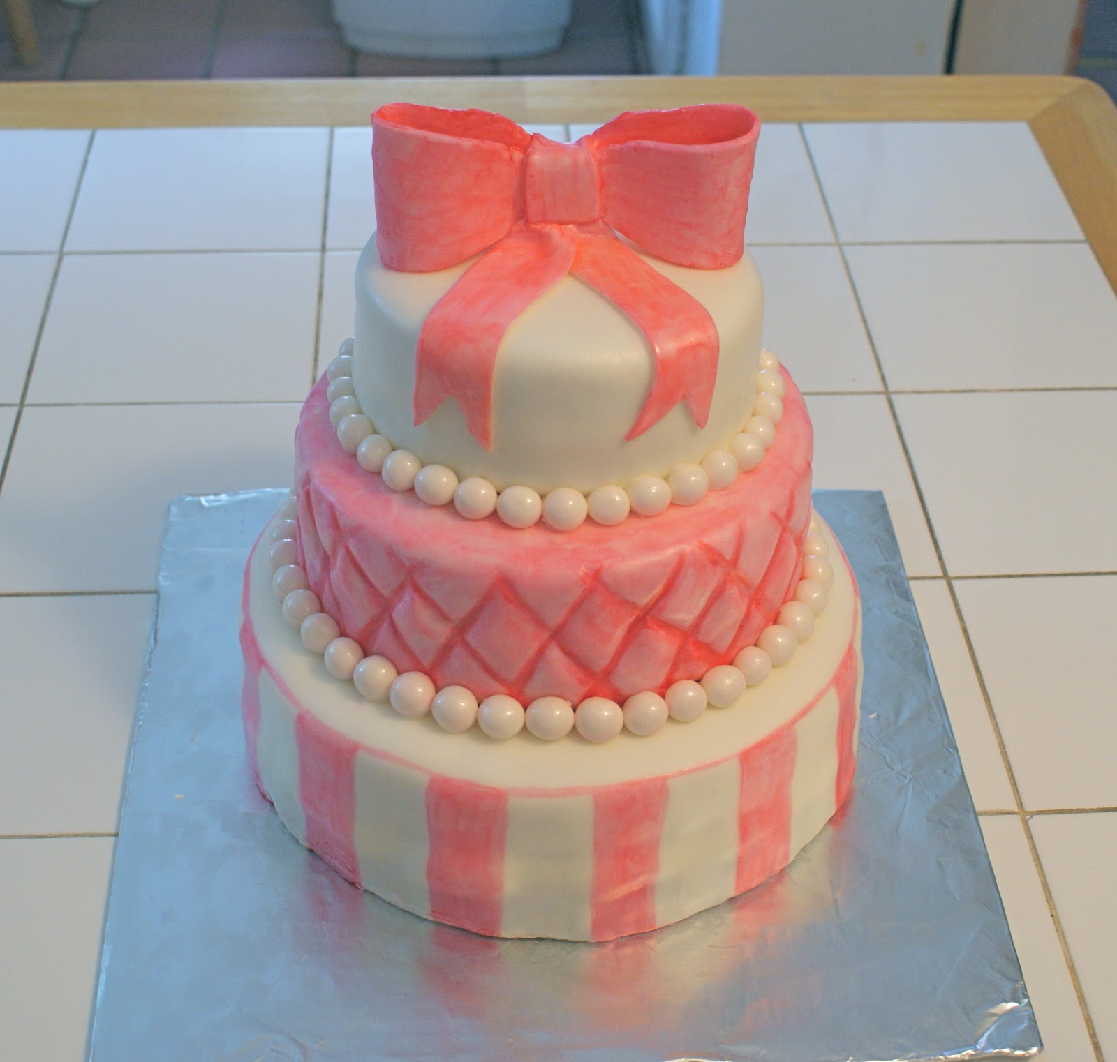 Baby Shower Cake with Pink Bow