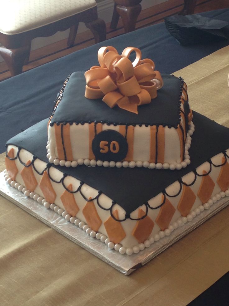 Black and Gold 50th Birthday Cake