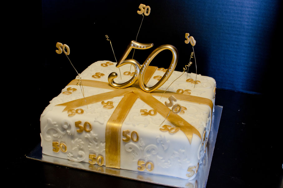 Black and Gold 50th Birthday Cake