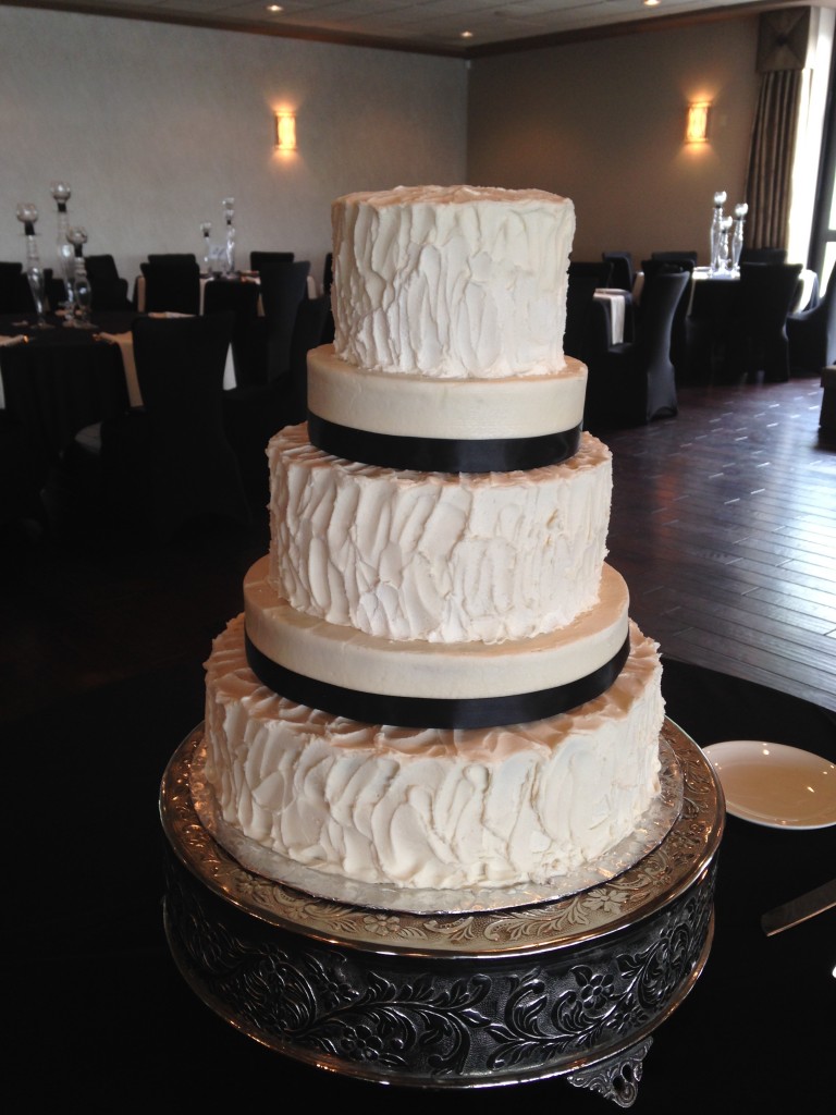 Black and Ivory Buttercream Wedding Cake