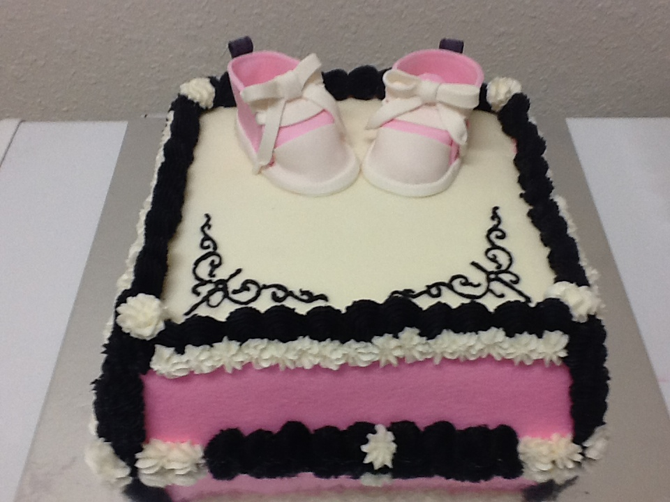 Black and Pink Baby Shower Cake