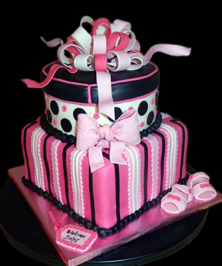 Black and Pink Baby Shower Cake