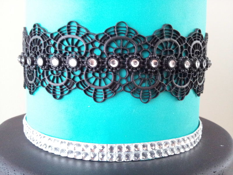 Black and Teal Birthday Cake