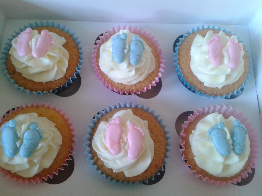 Blue and Pink Baby Shower Cupcakes