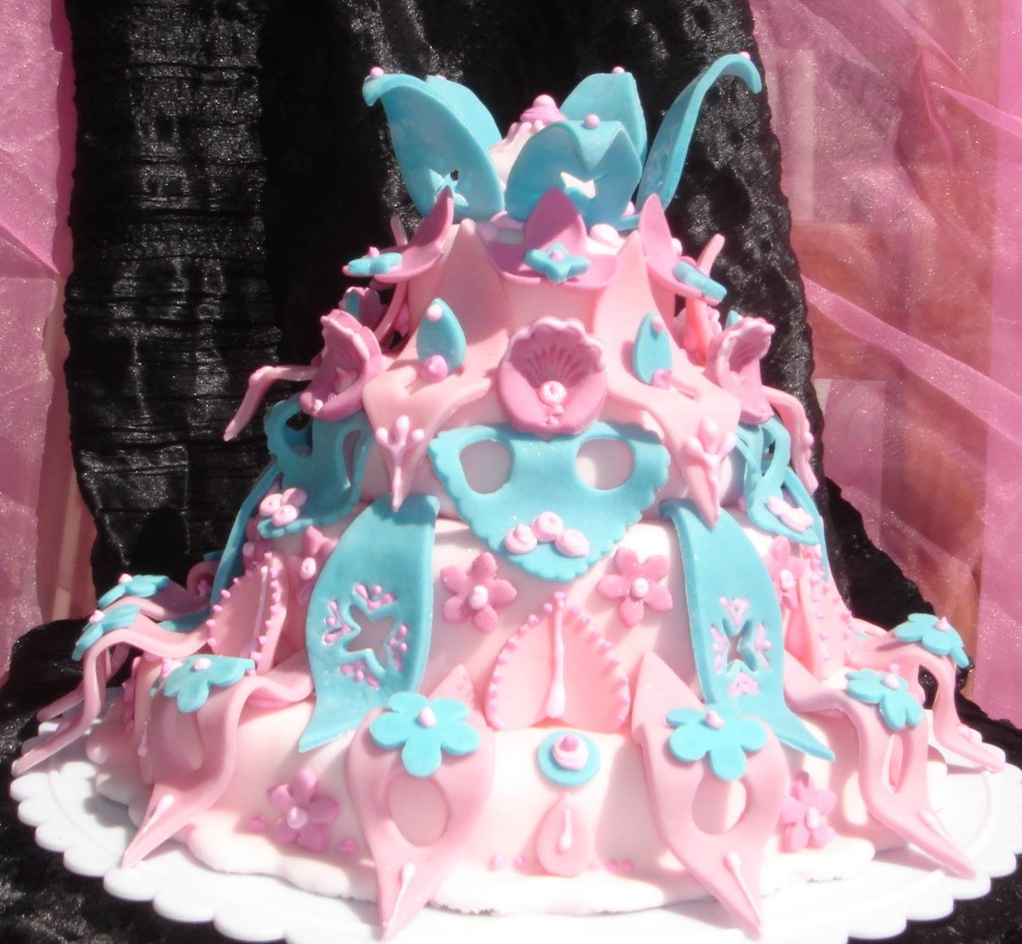 Blue and Pink Birthday Cake