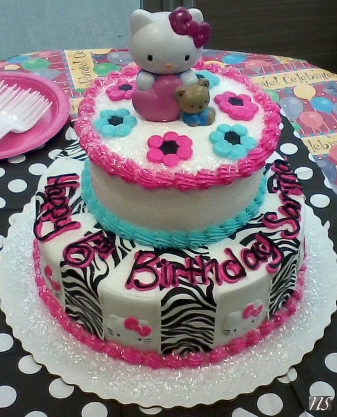 Blue and Pink Hello Kitty Cake