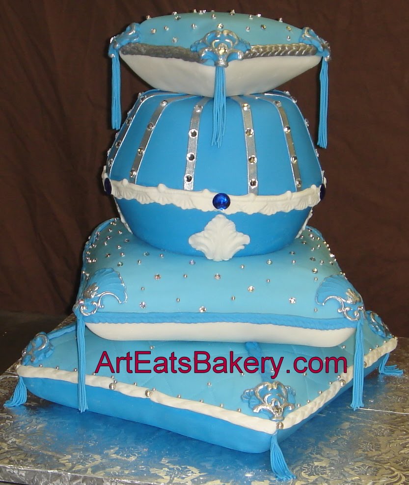 8 Photos of 4 Tier Blue Birthday Cakes