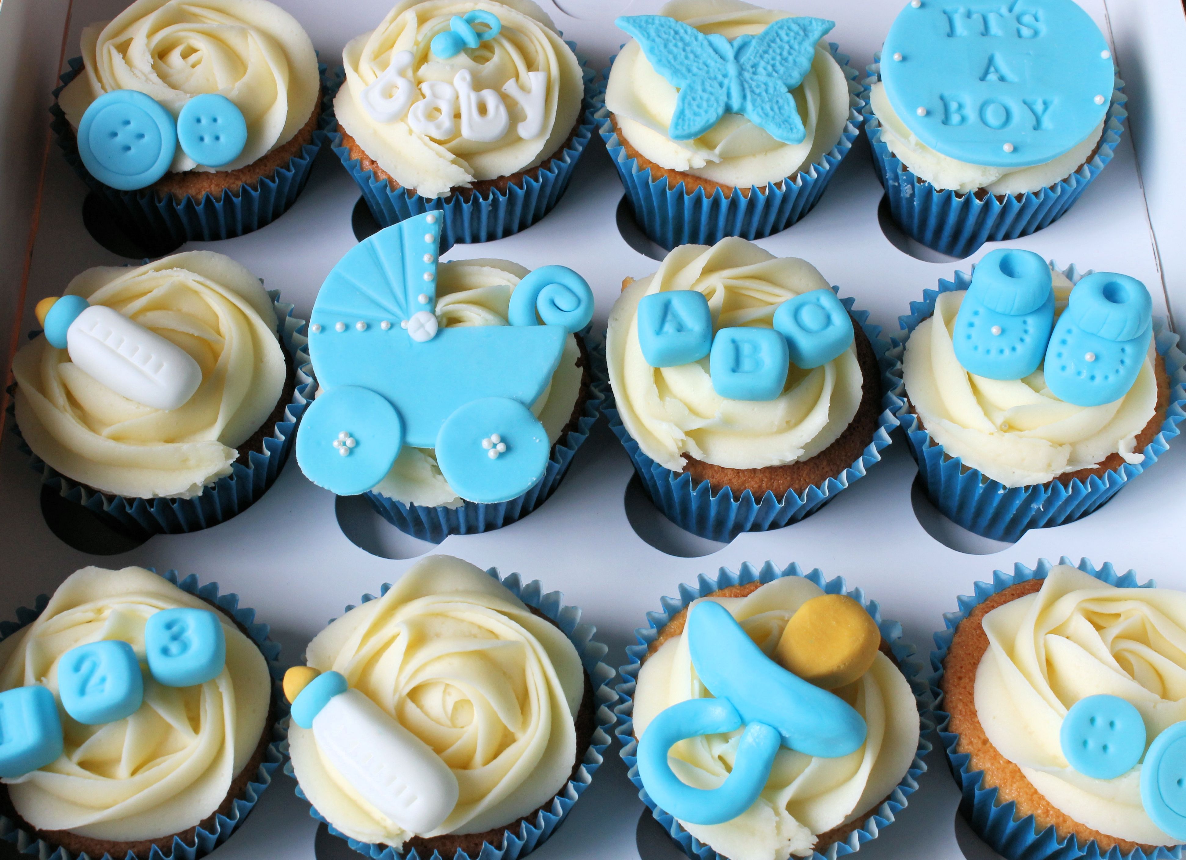 Blue Baby Shower Cupcakes