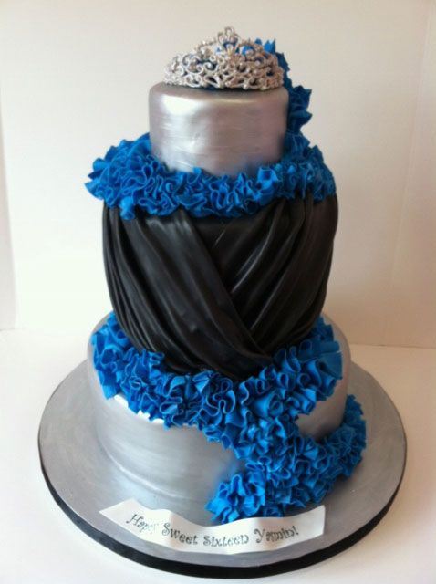 Blue Sweet 16 Birthday Cakes