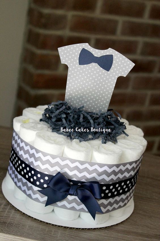 Bow Tie Baby Shower Diaper Cake