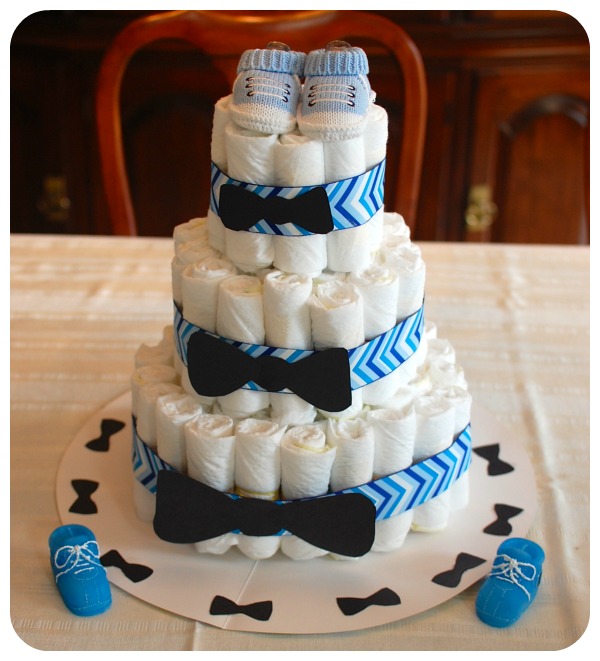 Bow Tie Baby Shower Diaper Cake