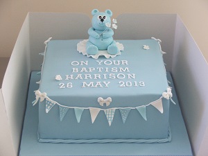 Boy Christening Cake Square