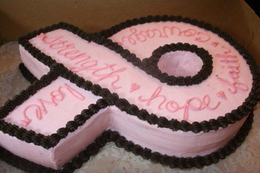 Breast Cancer Awareness Ribbon Cake - Vanilla