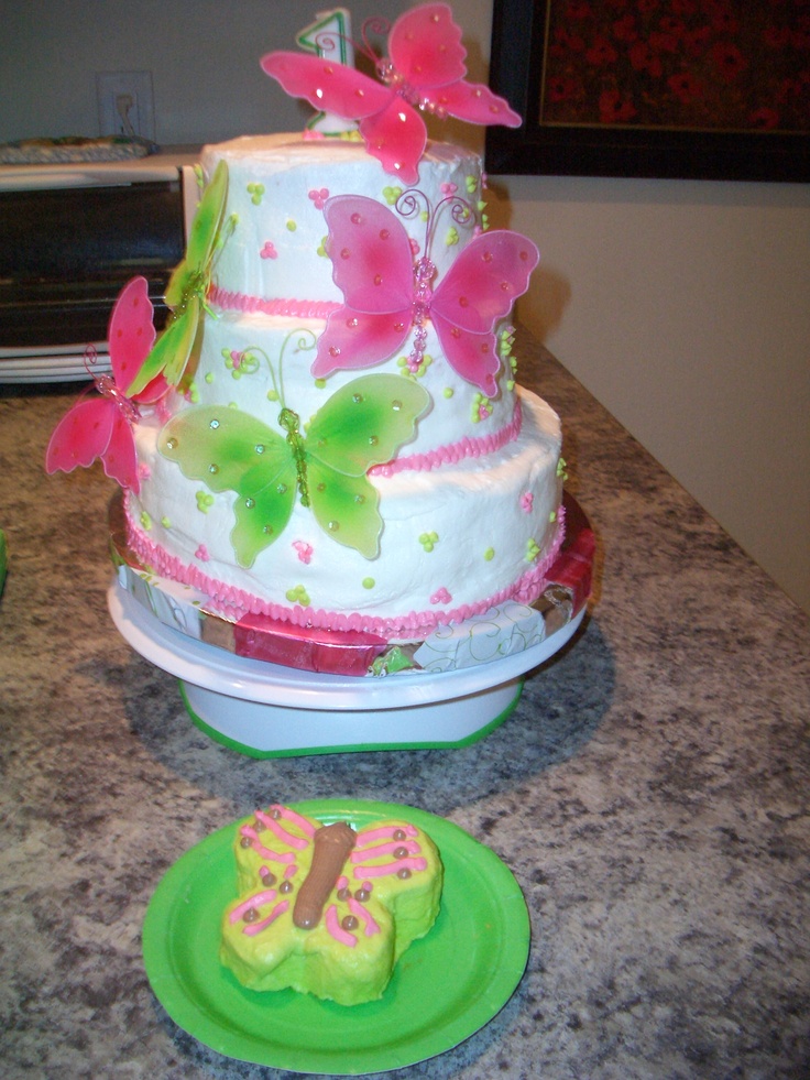 Butterfly 1st Birthday Cake