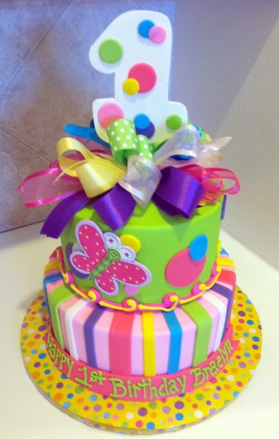 Butterfly 1st Birthday Cake