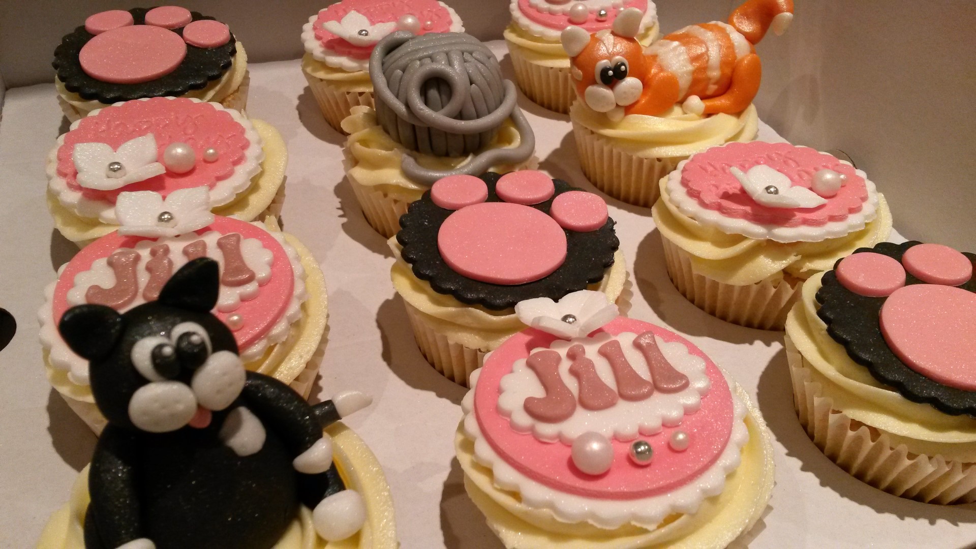 Cat Themed Birthday Cupcakes