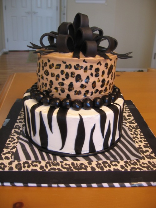 Cheetah Print Birthday Cake