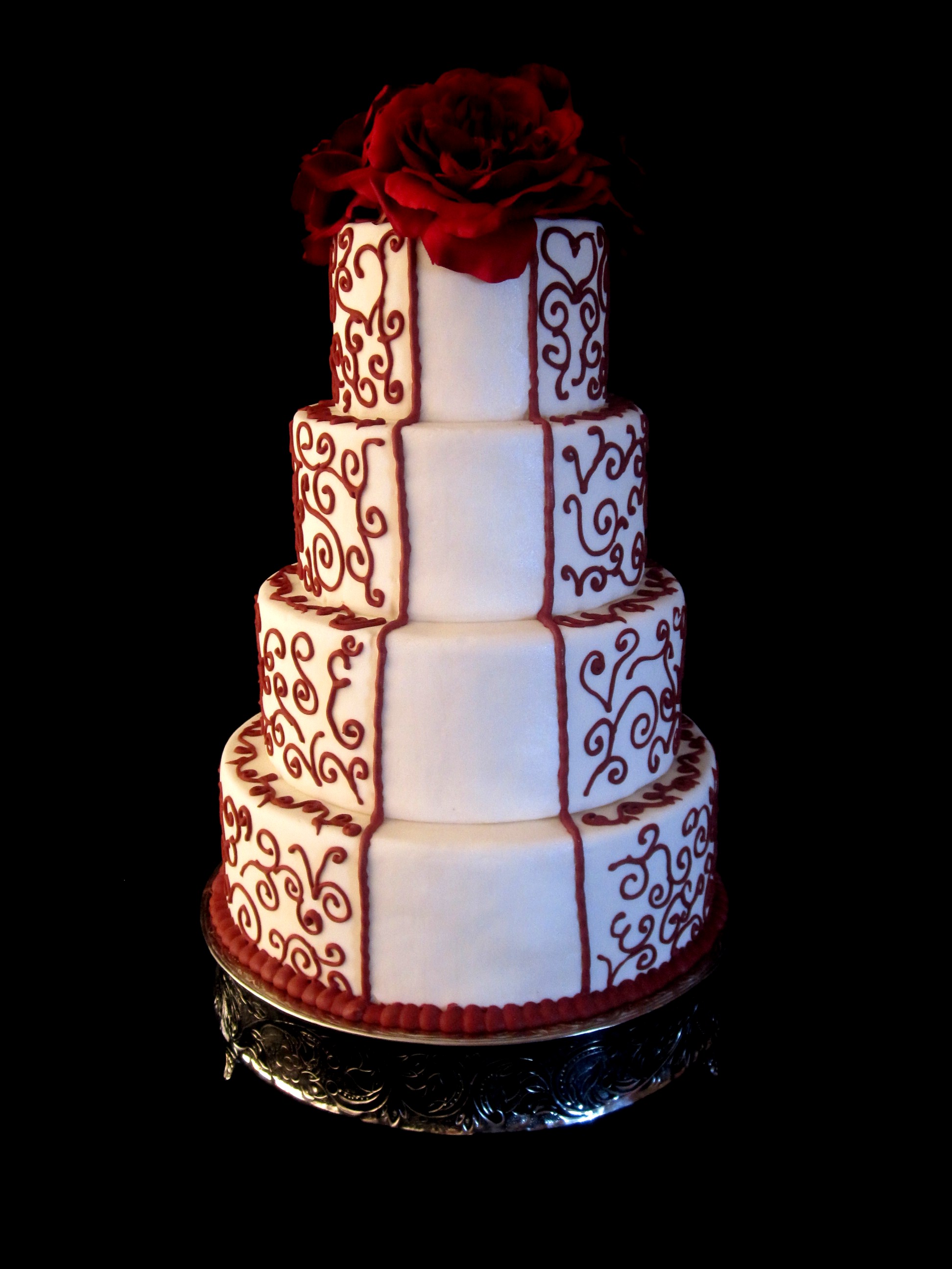 Christmas Red and White Wedding Cake