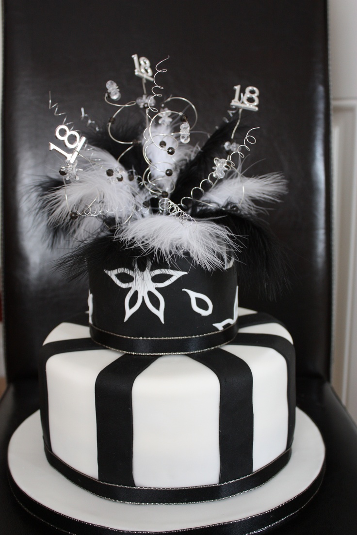 Elegant Black and White Birthday Cake