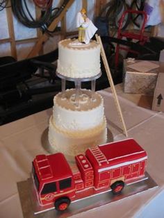 Fire Truck Wedding Cake Toppers