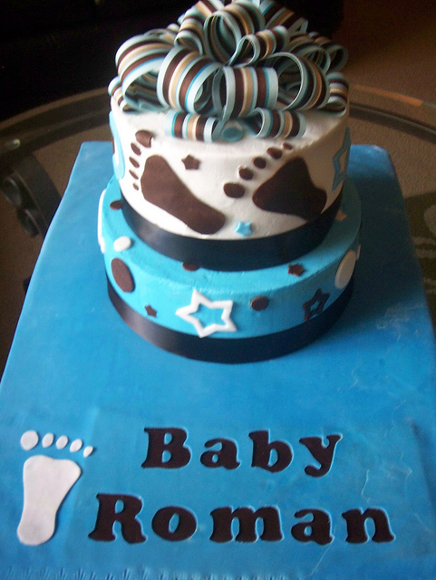 Footprints Baby Shower Cake