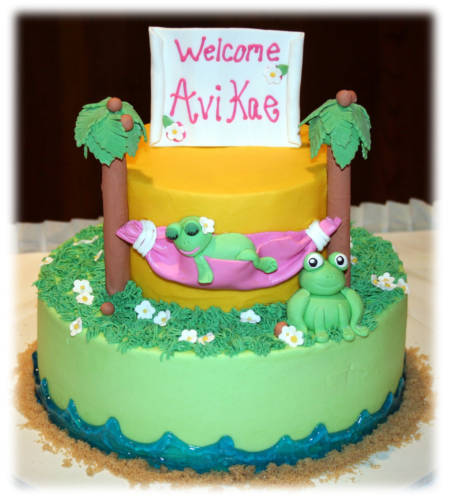 Frog Baby Shower Cake