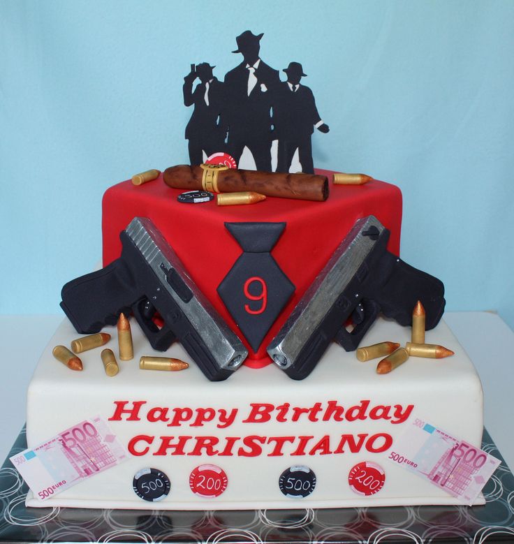 Gangster Themed Birthday Cake