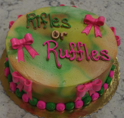 Gender Reveal Cake Ruffles or Rifles