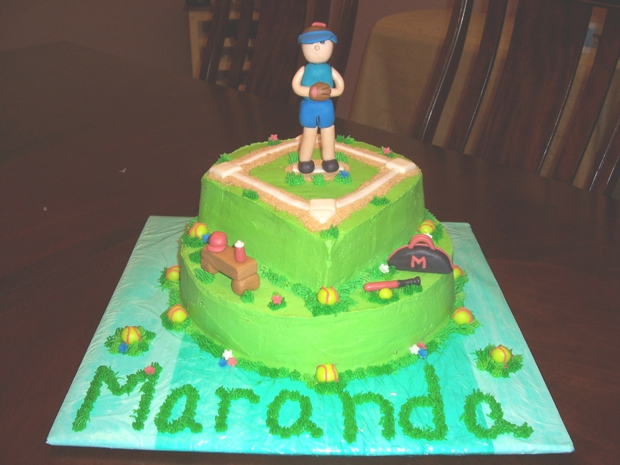 Girl Softball Birthday Cake