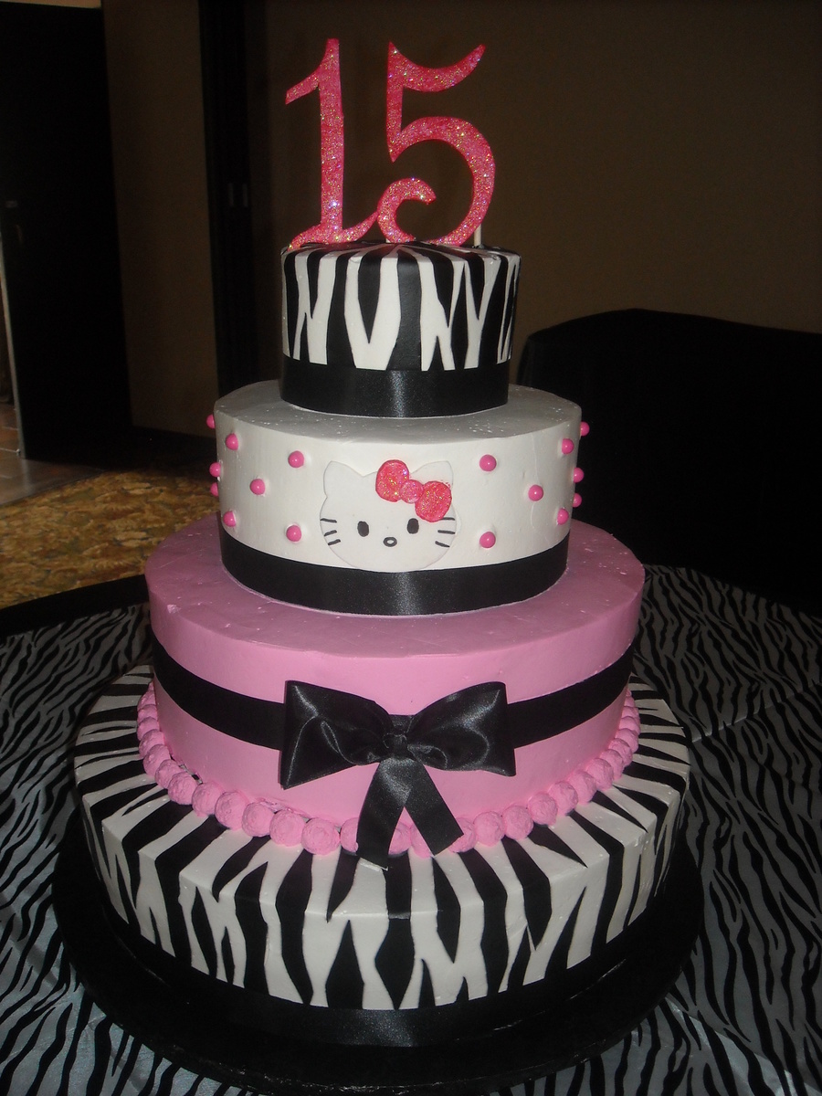 Hello Kitty Pink and Zebra Cake