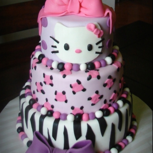 Hello Kitty Zebra Birthday Cakes