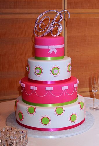 Hot Pink and Lime Green Cake