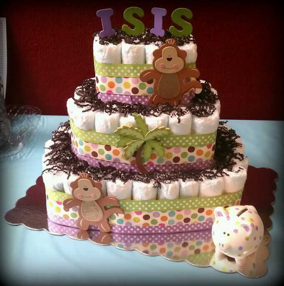 8 Photos of Animal Theme Diaper Cakes