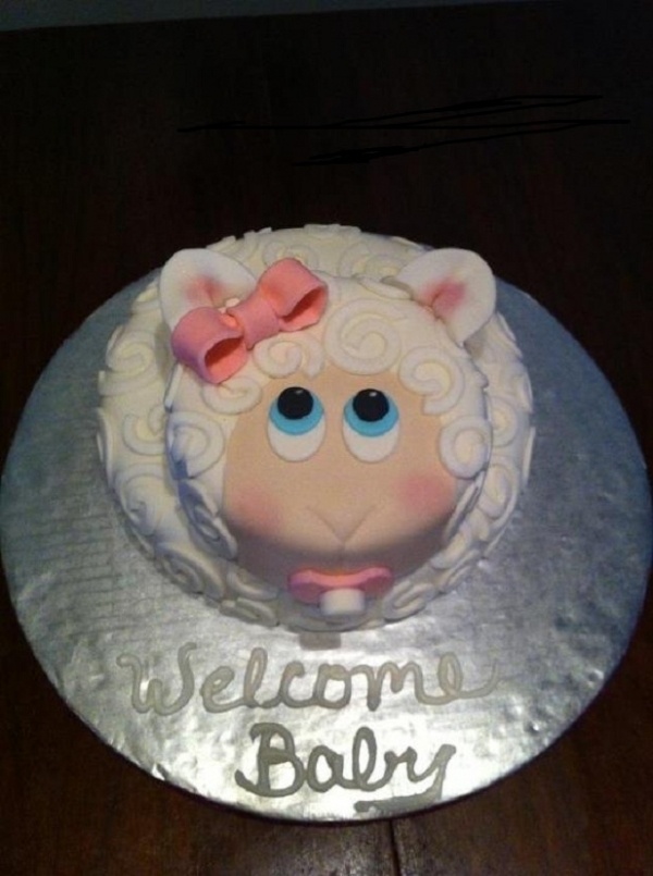 Lamb Baby Shower Cake