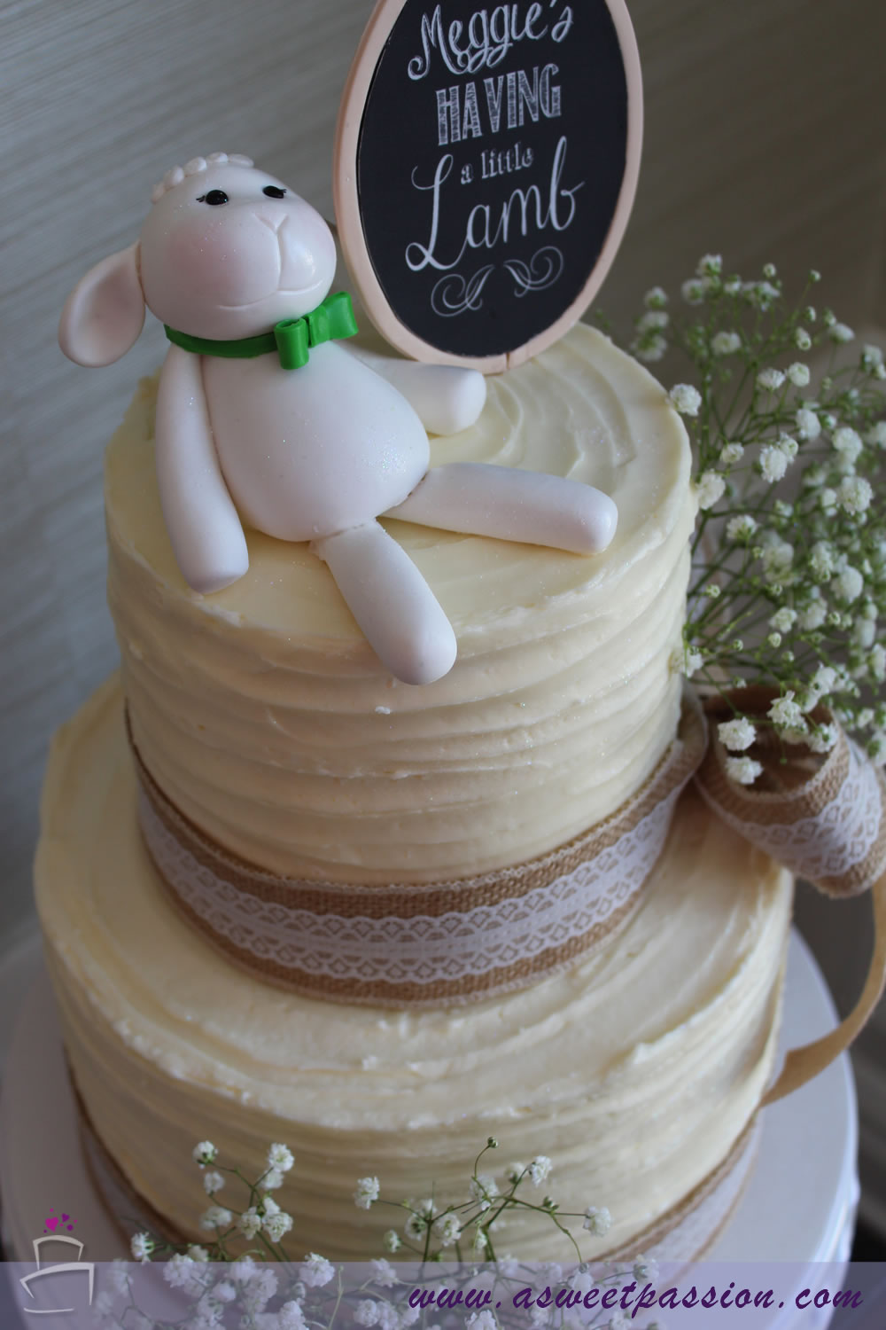 Lamb Baby Shower Cake