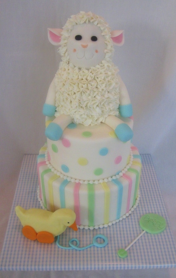 Lamb Baby Shower Cake