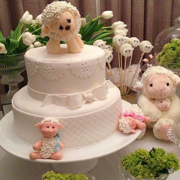 Lamb Baby Shower Cake