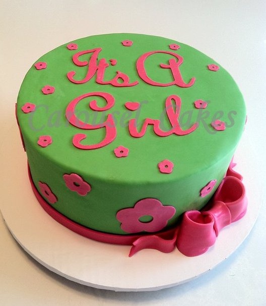 Lime Green and Pink Baby Shower Cake