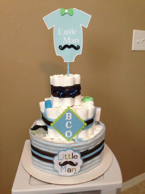 Little Man Bow Tie Baby Shower Cake