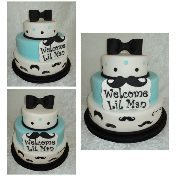 Little Man Mustache Baby Shower Cake