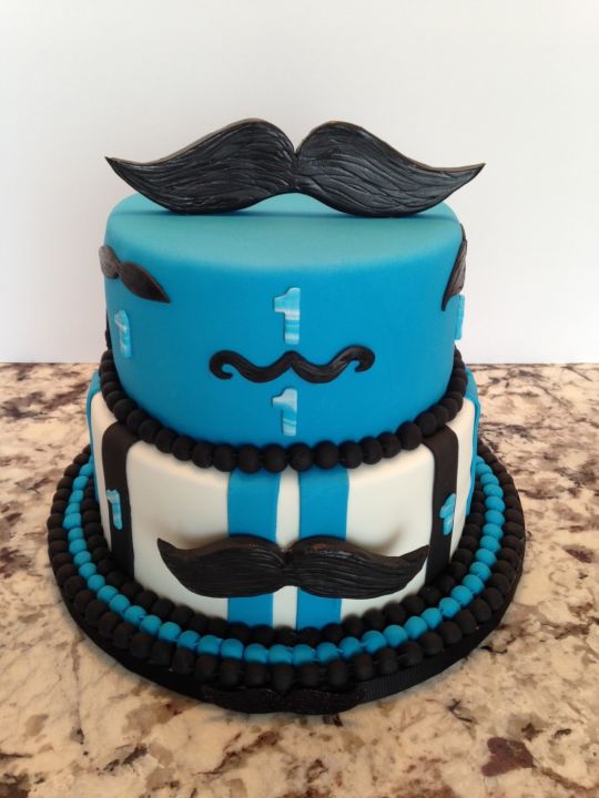 Little Man Mustache Birthday Cake