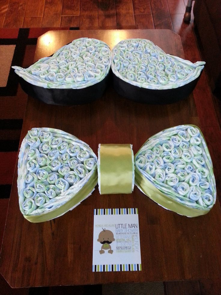 Mustache and Bow Tie Diaper Cake